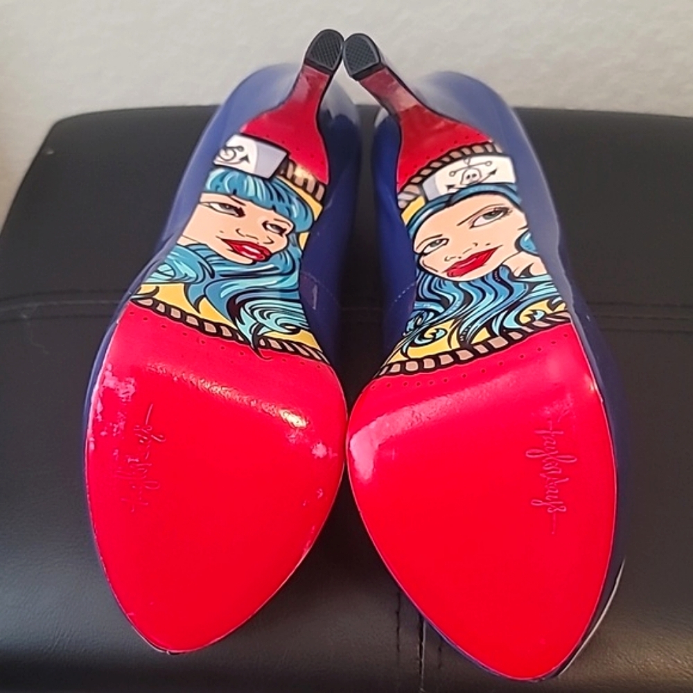 New! Nautical pinup Taylor Says by Reeves Anchors Away blue white heels 7.5 - Picture 3 of 5